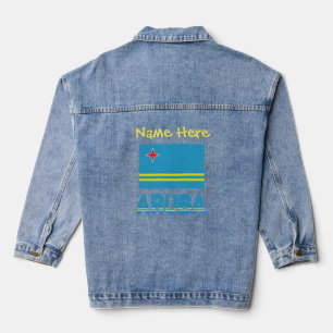 Aruba and Aruban Flag Yellow Personalization Denim Jacket