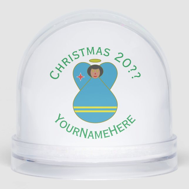 Aruba Angel Christmas Flag Personalized  Snowglobe (Front)