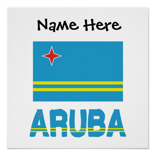 Aruba Aruban Flag Black Personalization  Poster (Front)