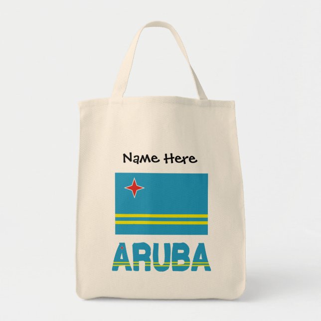 Aruba Aruban Flag Black Personalization  Tote Bag (Front)