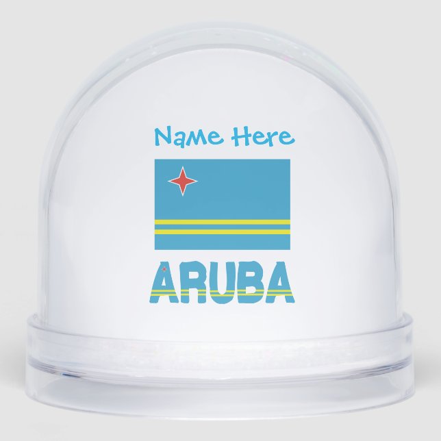 Aruba Aruban Flag Blue Personalization  Snowglobe (Front)