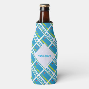 Aruba Aruban Flag Tiled Blue Personalized  Bottle Cooler