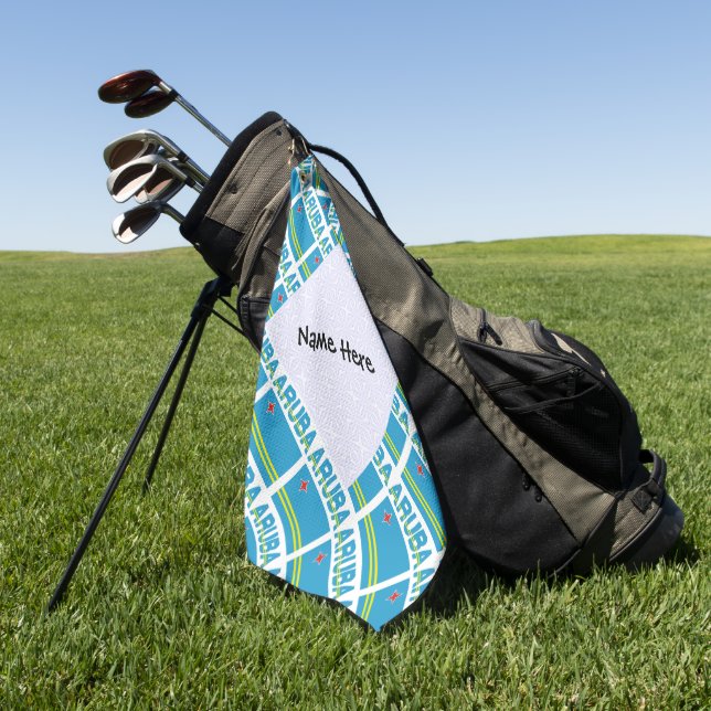 Aruba Aruban Flag Titled Blue Personalization  Golf Towel (Green)