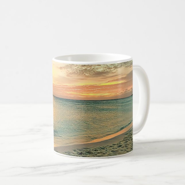 Aruba Beach Coastal Sunset Coffee Mug (Front Right)