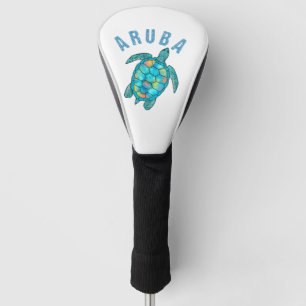 Aruba Beach Sea Turtle Illustration Golf Head Cover