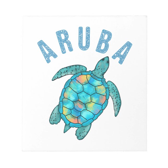 Aruba Beach Sea Turtle Illustration Notepad (Front)