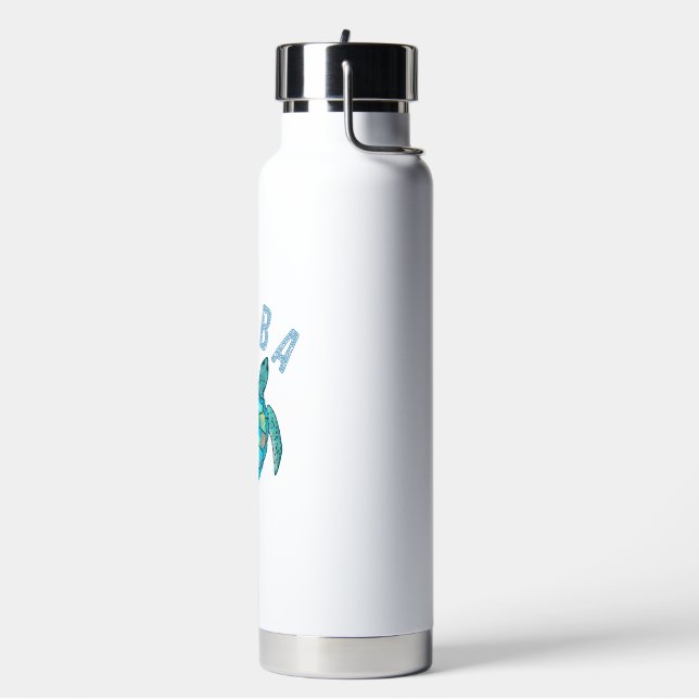 Aruba Beach Sea Turtle Illustration Water Bottle (Left)