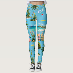 Aruba Caribbean Island lighthouse travel souvenir Leggings