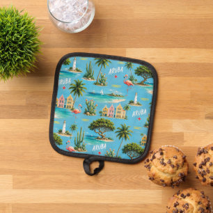 Aruba Caribbean Island lighthouse travel souvenir Pot Holder