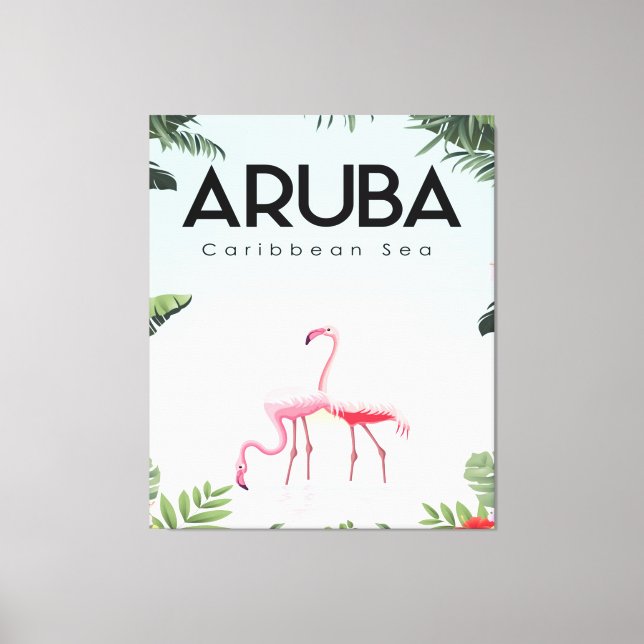 Aruba Caribbean Sea Flamingo | Funny Flamingo Canvas Print (Front)