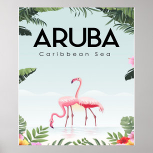 Aruba Caribbean Sea Flamingo Funny Flamingo Poster