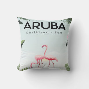 Aruba Caribbean Sea Flamingo Funny Flamingo Throw Pillow