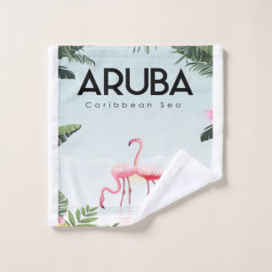 Aruba Caribbean Sea Flamingo Funny Flamingo Wash Cloth