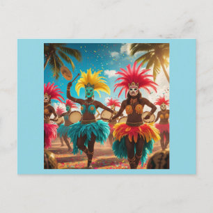 Aruba carnival colours fly holiday postcard