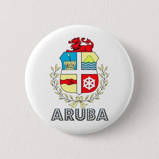 Aruba Coat of Arms 2 Inch Round Button (Front)