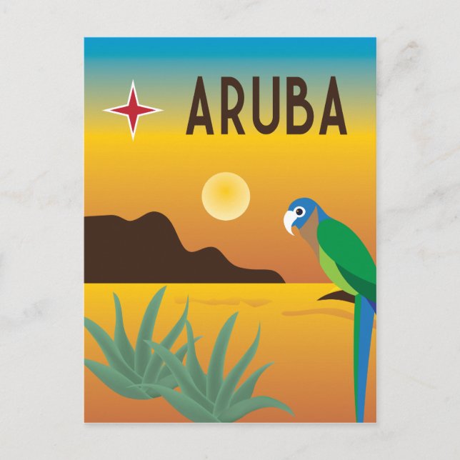 Aruba colourful Caribbean illustration Postcard (Front)