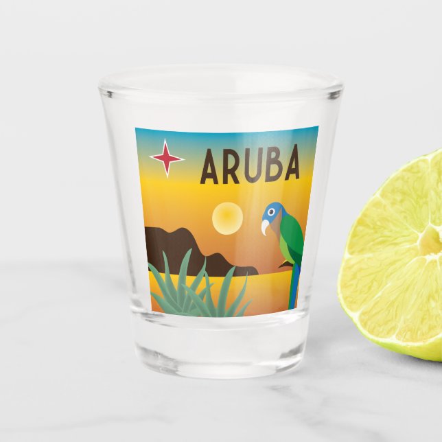 Aruba colourful Caribbean island Shot Glass (Front)