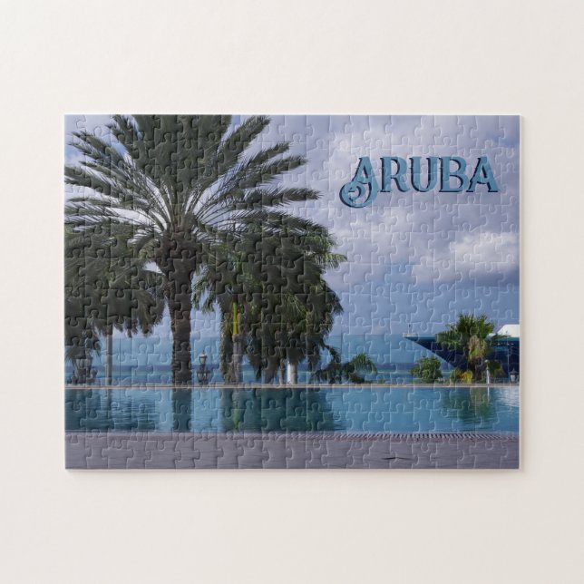 Aruba Cruise Scenic Palmtree Postcard Jigsaw Puzzle (Horizontal)