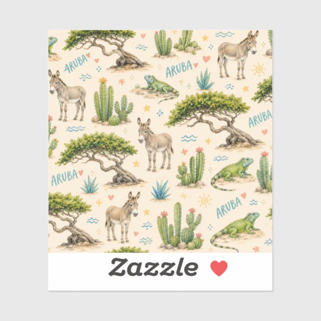 Aruba divi tree, donkey, iguana, cactus (Sheet)
