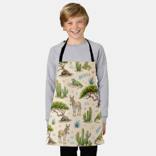 Aruba divi tree, donkey, iguana, cactus apron