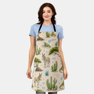 Aruba divi tree, donkey, iguana, cactus apron