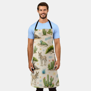 Aruba divi tree, donkey, iguana, cactus apron