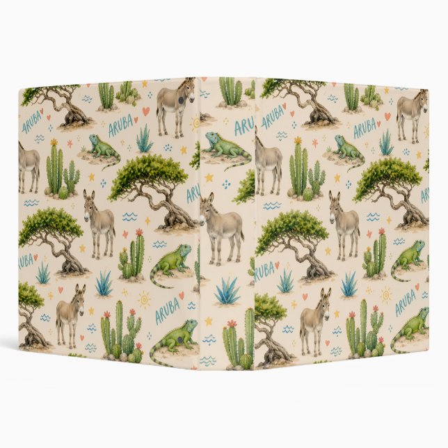 Aruba divi tree, donkey, iguana, cactus binder (Background)