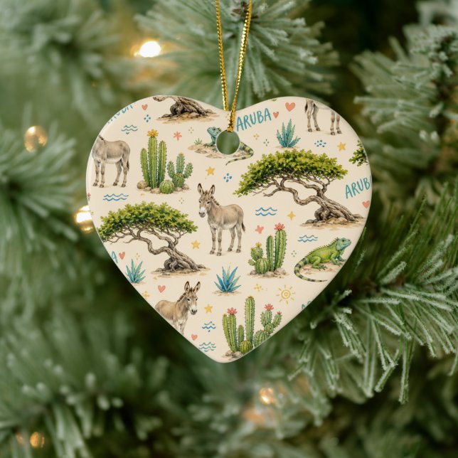 Aruba divi tree, donkey, iguana, cactus ceramic ornament (Tree)