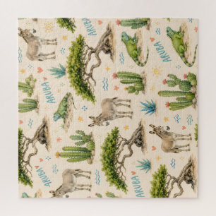 Aruba divi tree, donkey, iguana, cactus jigsaw puzzle