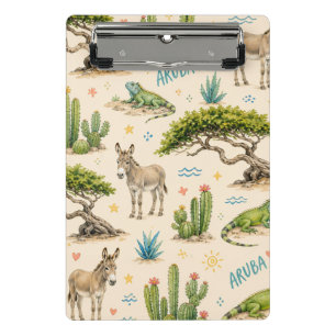 Aruba divi tree, donkey, iguana, cactus mini clipboard