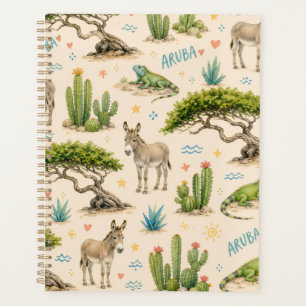 Aruba divi tree, donkey, iguana, cactus planner