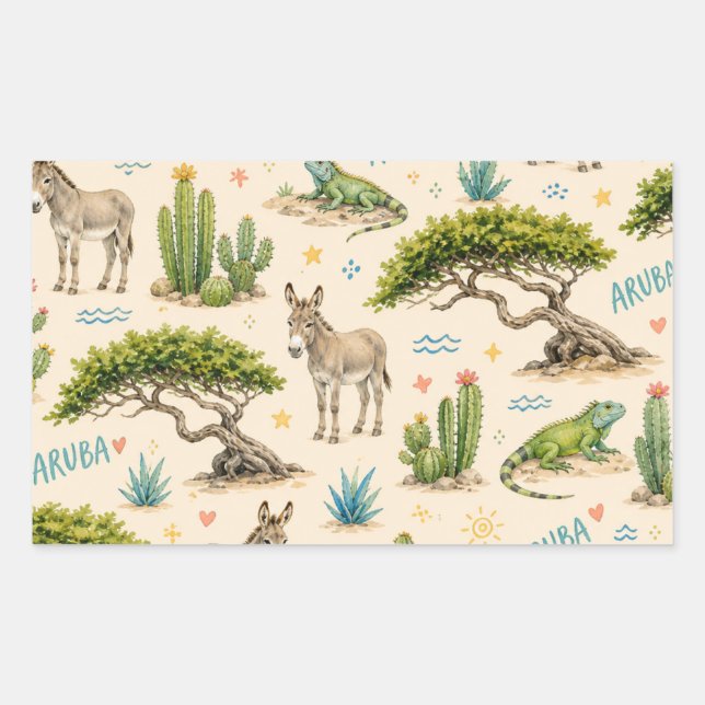 Aruba divi tree, donkey, iguana, cactus sticker (Front)