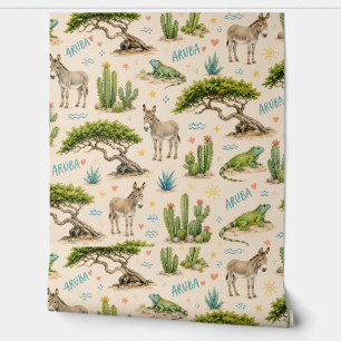 Aruba divi tree, donkey, iguana, cactus wallpaper