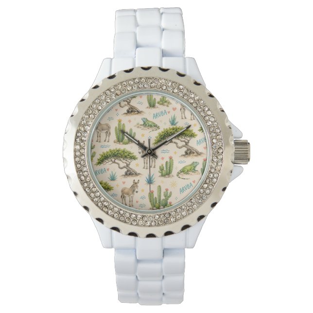 Aruba divi tree, donkey, iguana, cactus watch (Front)
