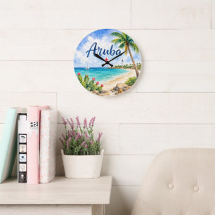 Aruba Dutch Caribbean Island travel souvenir Large Clock