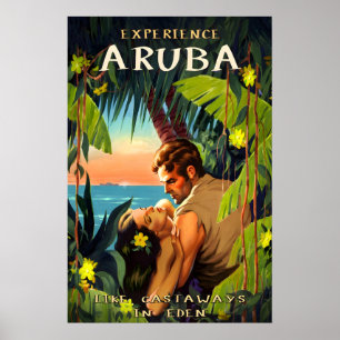 Aruba Dutch Caribbean Tropical Travel Poster Pul