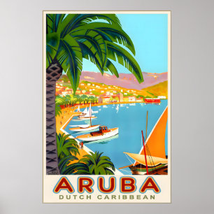 Aruba Dutch Caribbean Tropical Travel Poster Roger