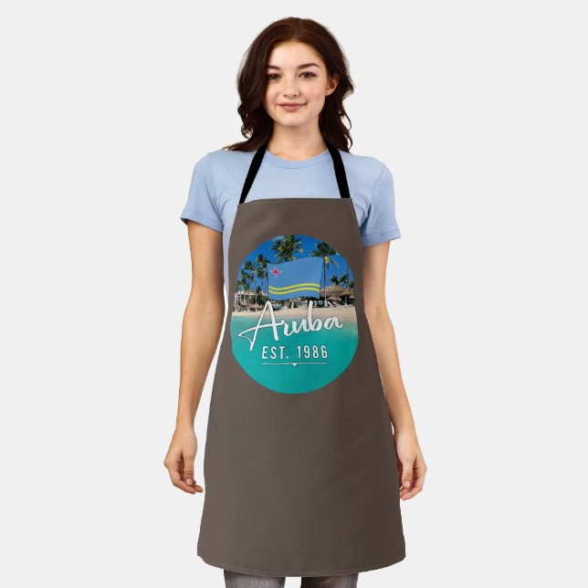 "Aruba Est. 1986" Beach With Flag Apron (Worn)