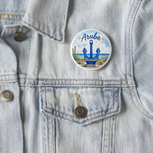Aruba flag anchor Caribbean island travel souvenir 2 Inch Round Button