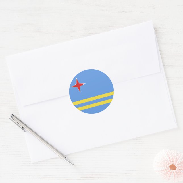 Aruba flag classic round sticker (Envelope)