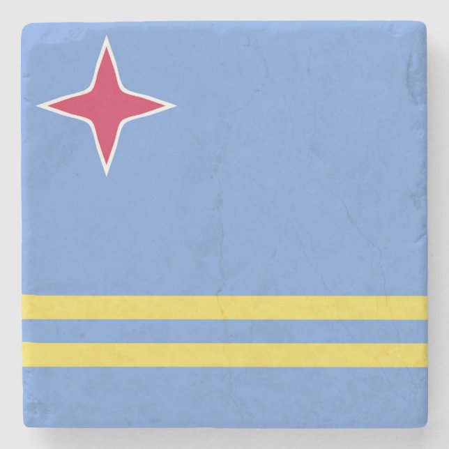 Aruba Flag Emblem Stone Coaster (Front)