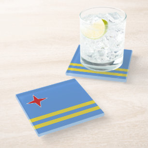 Aruba flag glass coaster