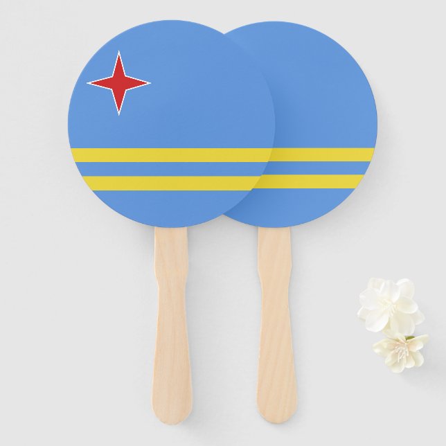 Aruba flag hand fan (Front and Back)