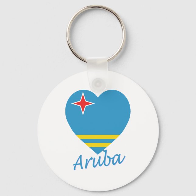 Aruba Flag Heart Keychain (Front)