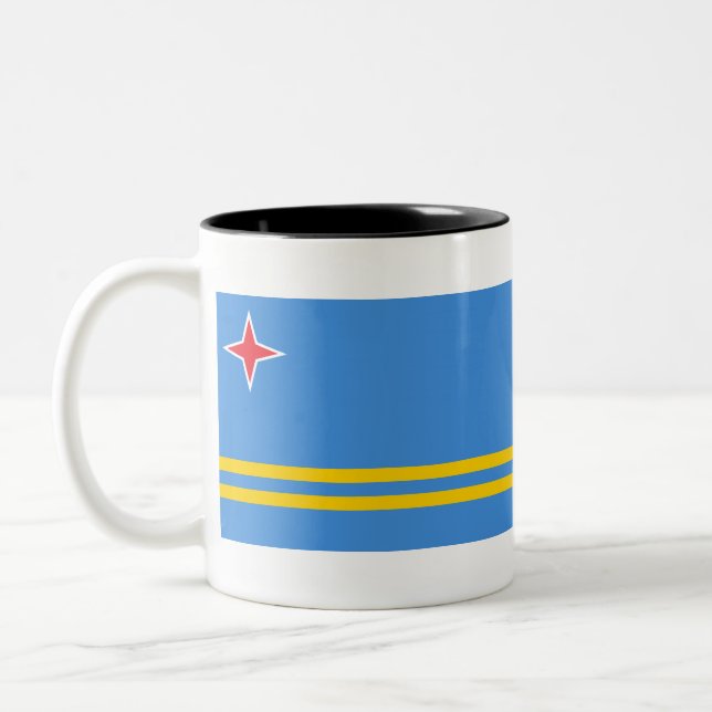 Aruba Flag Two-Tone Coffee Mug (Left)