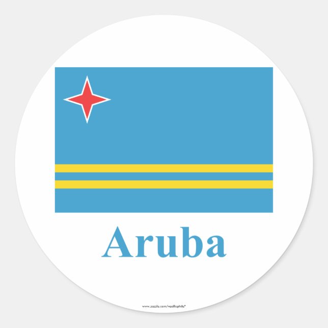 Aruba Flag with Name Classic Round Sticker (Front)