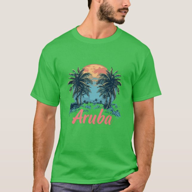 Aruba Island Design (Version 2) - Basic Dark T-Shi T-Shirt (Front)