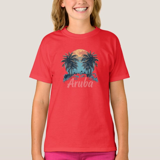 Aruba Island Design (Version 2) - Girls' Basic T-S T-Shirt (Front)