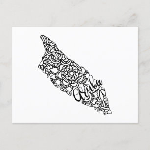 Aruba Island Map Travel Postcard