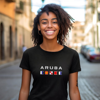 Aruba Maritime Nautical Signal Flags Dark Colour T-Shirt